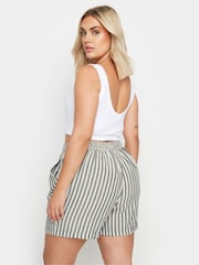 Yours Curve Black Linen Stripe Co-Ord Shorts - Image 3 of 6