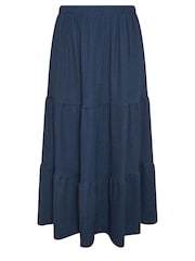 Yours Curve Navy Blue Textured Maxi Skirt - Image 5 of 5