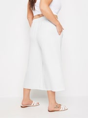 Yours Curve White Linen Look Cropped Trousers - Image 2 of 4