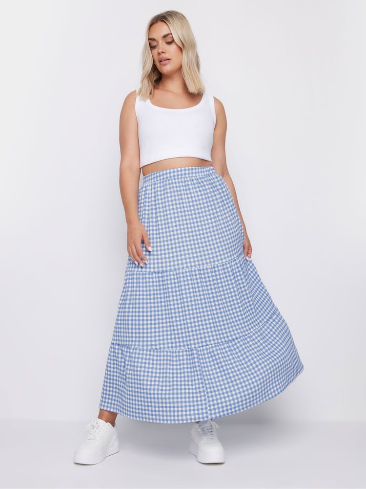 Falda maxi texturizada de cuadros de Yours Curve - Imagen 2 de 5 Falda maxi texturizada de cuadros de Yours Curve - Imagen 2 de 5