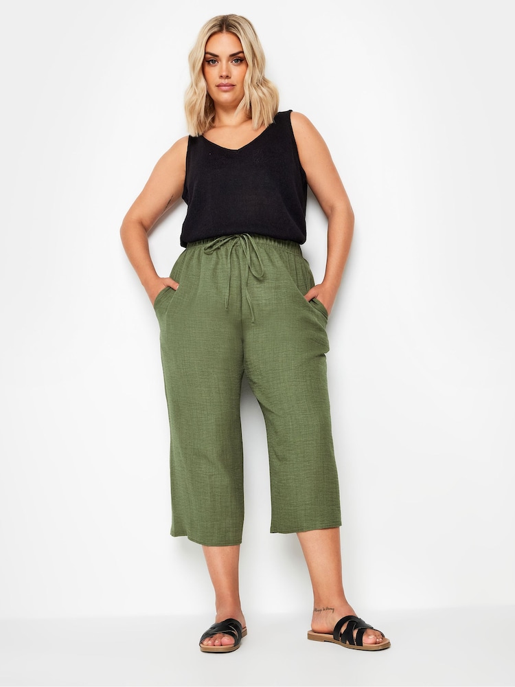 Grün - Yours Curve Linen Look Cropped Trousers - Bild 2 von 5 Grün - Yours Curve Linen Look Cropped Trousers - Bild 2 von 5