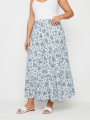 Yours Curve White Textured Maxi Skirt - Image 1 of 5