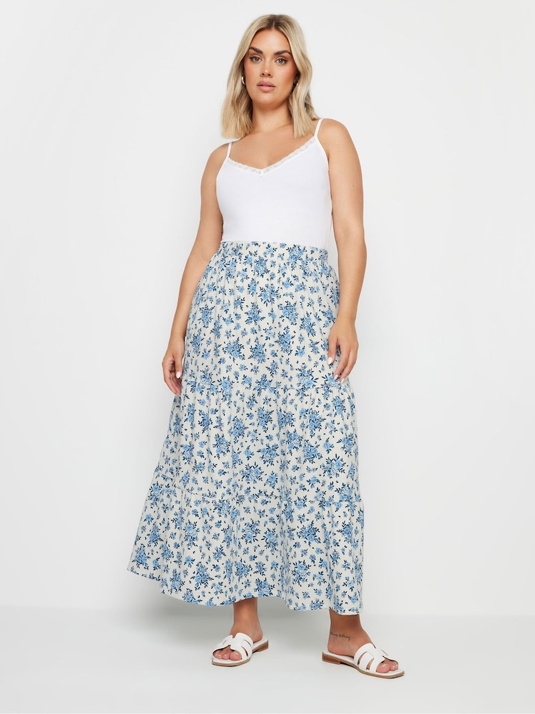 Yours Curve White Textured Maxi Skirt - Image 2 of 5