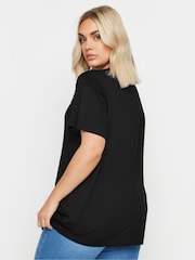 Yours Curve Black Pearl Detail T-Shirt - Image 3 of 5