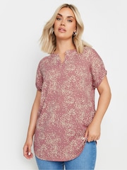Yours Curve Pink Notch Texture Top - Image 1 of 5
