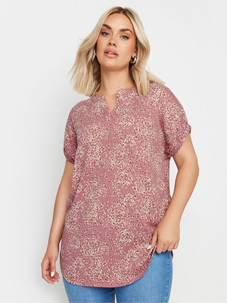 Yours Curve Pink Notch Texture Top - Image 1 of 5