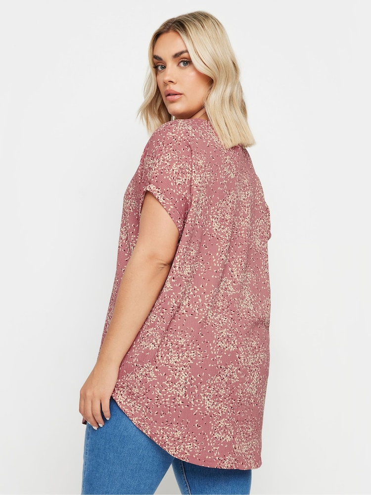 Yours Curve Pink Notch Texture Top - Image 3 of 5