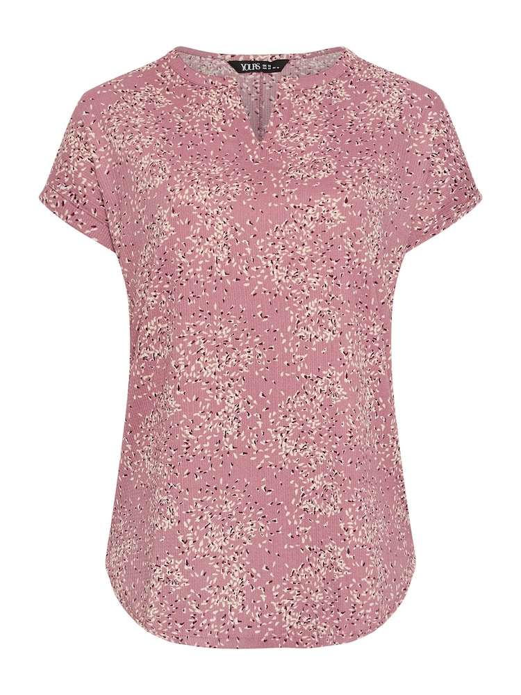 Yours Curve Pink Notch Texture Top - Image 5 of 5