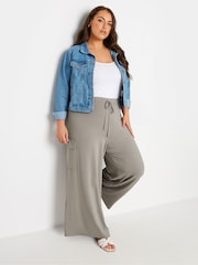 Yours Curve Natural Jersey Wide Leg Cargo Trousers - Image 2 of 6