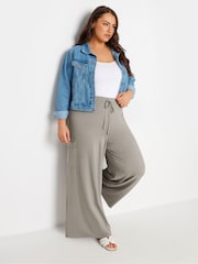 Yours Curve Natural Jersey Wide Leg Cargo Trousers - Image 3 of 6