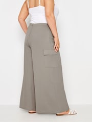 Yours Curve Natural Jersey Wide Leg Cargo Trousers - Image 4 of 6