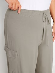 Yours Curve Natural Jersey Wide Leg Cargo Trousers - Image 5 of 6