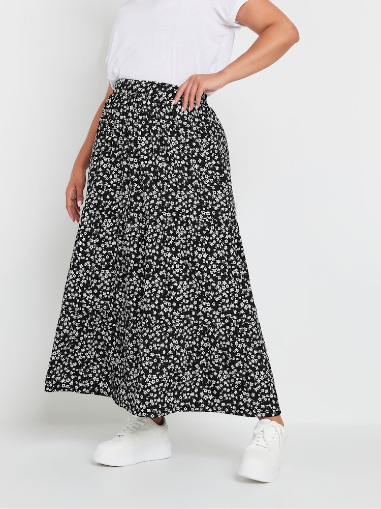 Yours Curve Black Textured Maxi Skirt - Image 1 of 5