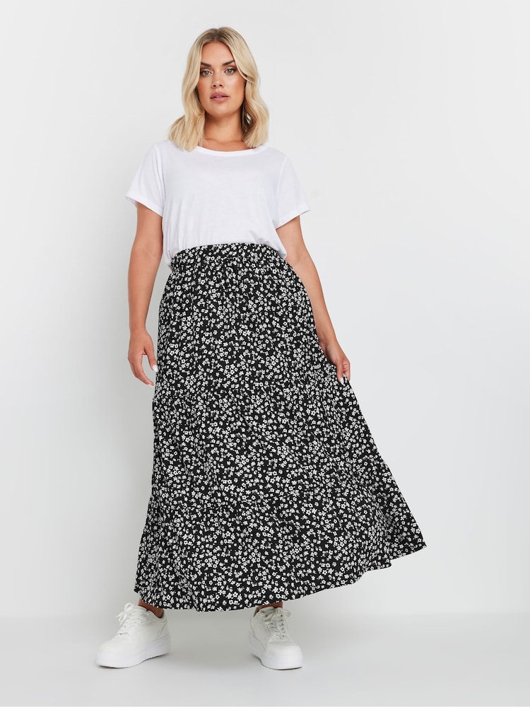Yours Curve Black Textured Maxi Skirt - Image 2 of 5