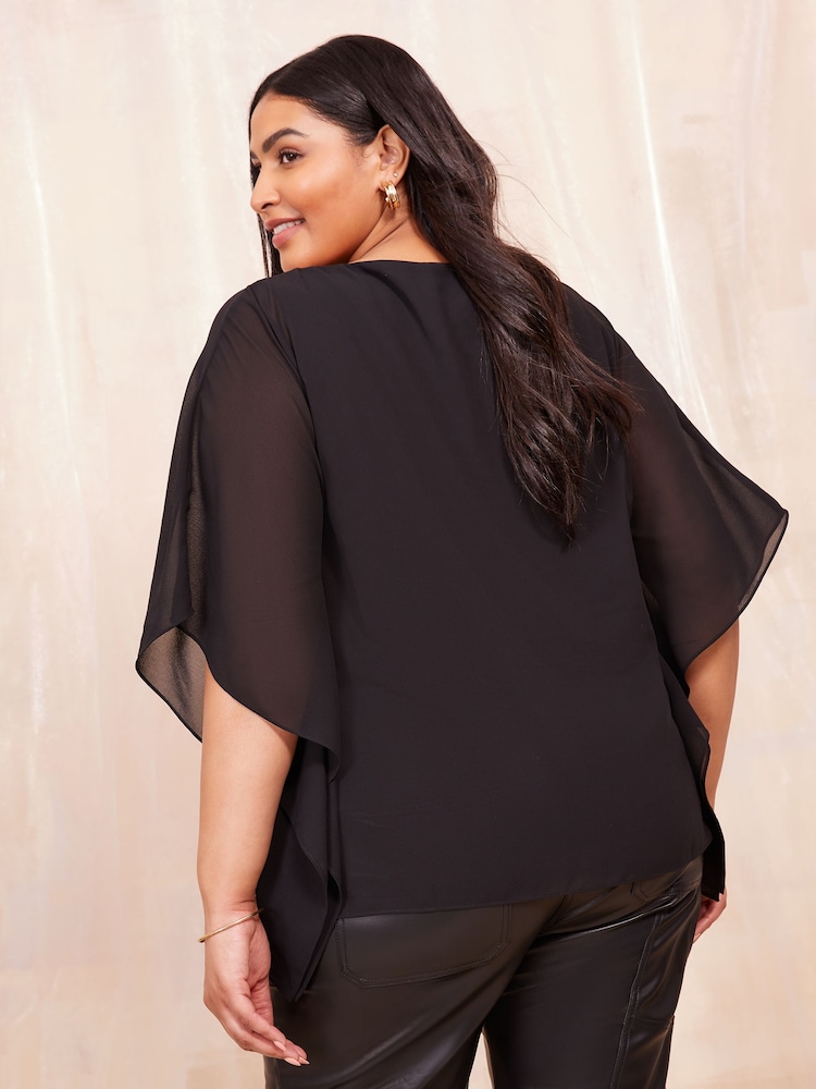 Curves Like These Black Chiffon Overlay Top - Image 2 of 4