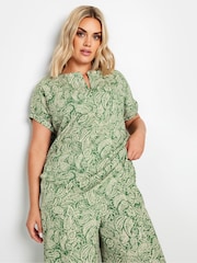 Yours Curve Green Notch Texture Top - Image 1 of 5