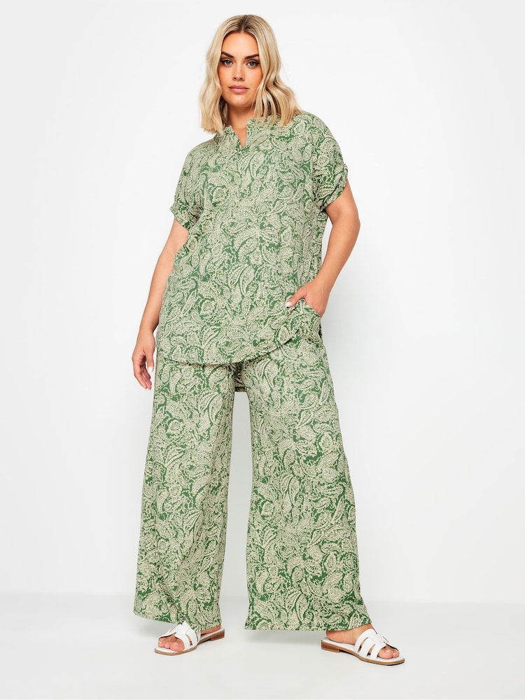 Yours Curve Green Notch Texture Top - Image 2 of 5