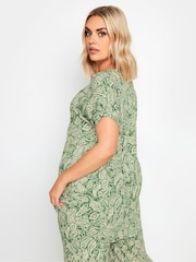 Yours Curve Green Notch Texture Top - Image 3 of 5