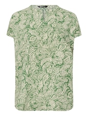 Yours Curve Green Notch Texture Top - Image 5 of 5