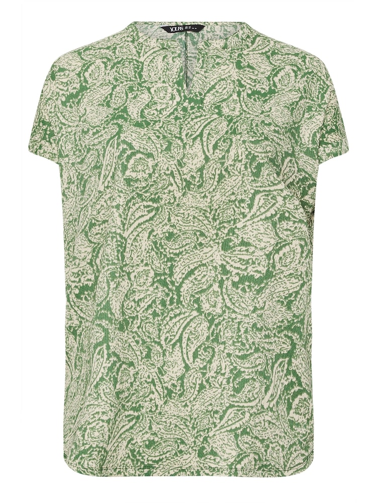 Yours Curve Green Notch Texture Top - Image 5 of 5