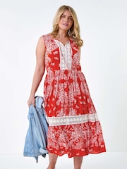 Roman Orange Broderie Boho Printed Maxi Dress - Image 2 of 5