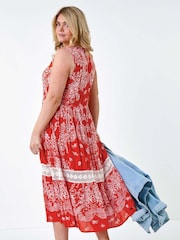 Roman Orange Broderie Boho Printed Maxi Dress - Image 3 of 5