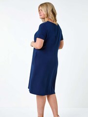 Roman Blue Plain Pocket Stretch Swing Dress - Image 2 of 5