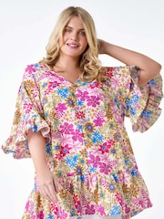 Roman Multi Floral Print Frill Detail Top - Image 1 of 5