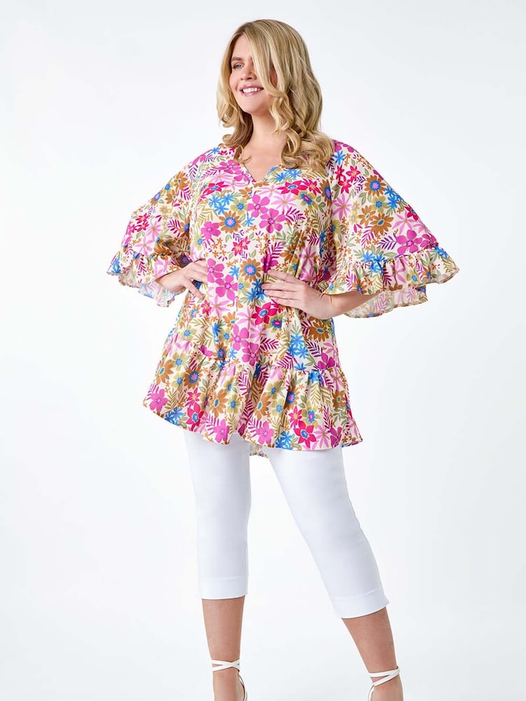 Roman Multi Floral Print Frill Detail Top - Image 2 of 5