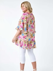 Roman Multi Floral Print Frill Detail Top - Image 3 of 5