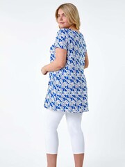 Roman Blue Geometric Print Stretch Top - Image 3 of 5