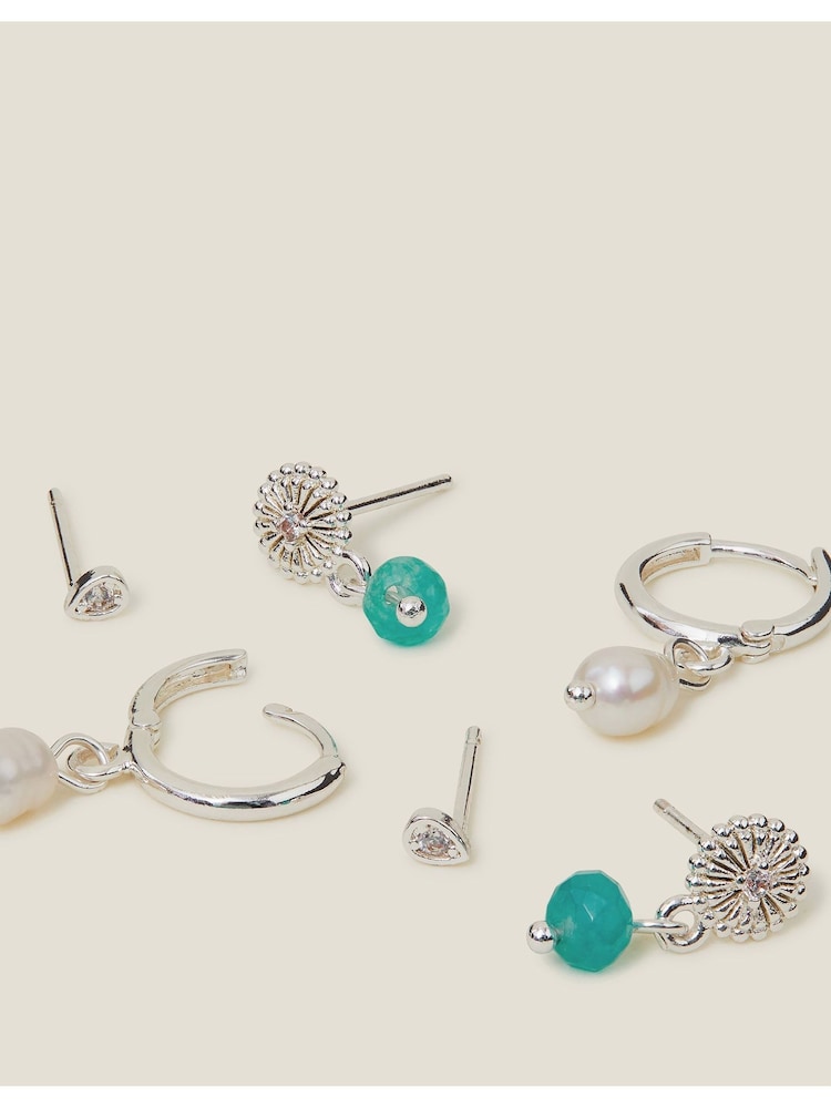 Accessorize Silver Plated Earrings 3 Pack - Image 1 of 3