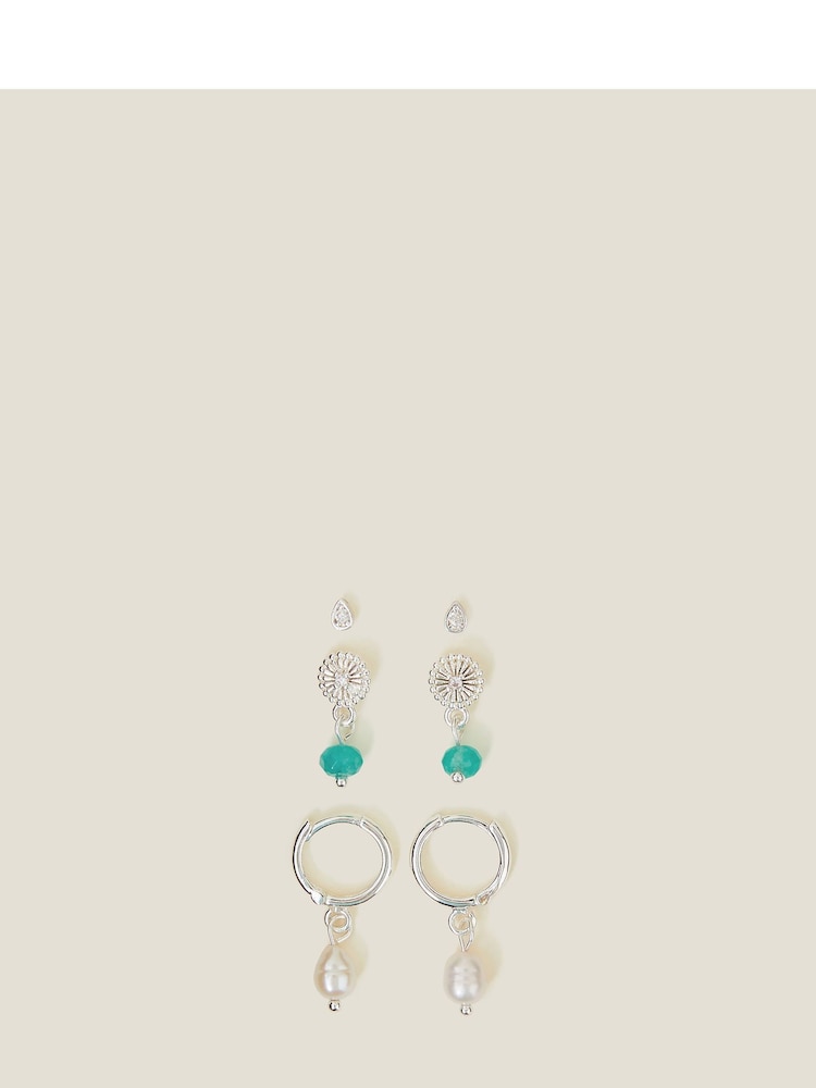 Accessorize Silver Plated Earrings 3 Pack - Image 2 of 3