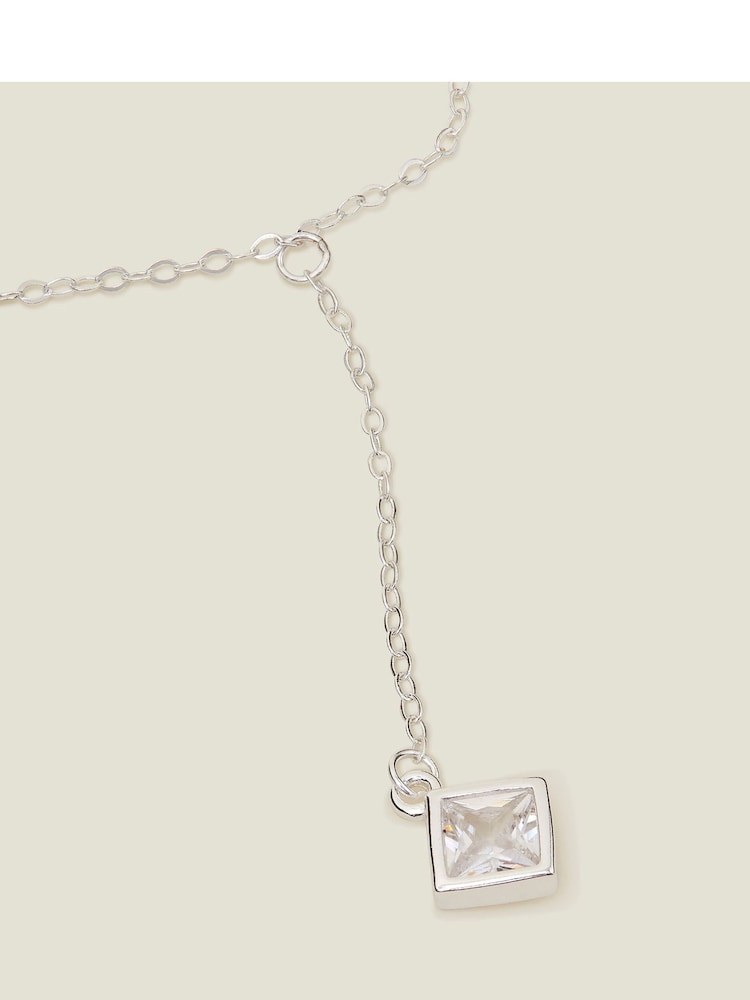 Accessorize Silver Sterling Drop Y Chain Necklace - Image 1 of 2