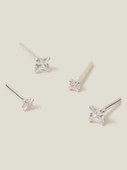 Accessorize Silver Sterling Silver Square Crystal Studs 2 Pack - Image 1 of 3