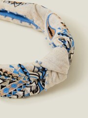 Accessorize Blue Embroidered Knot 100% Cotton Headband - Image 2 of 3