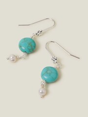 Accessorize Blue Sterling Silver-Plated Turquoise Drop Earrings - Image 1 of 3