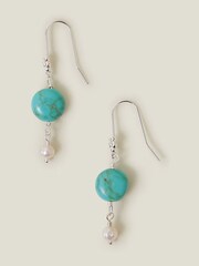 Accessorize Blue Sterling Silver-Plated Turquoise Drop Earrings - Image 2 of 3