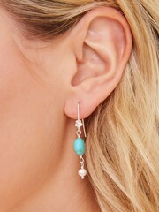 Accessorize Blue Sterling Silver-Plated Turquoise Drop Earrings - Image 3 of 3