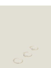 Accessorize Silver Plated Crystal Rings 3 Pack - Image 1 of 1
