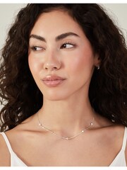 Accessorize Silver Plated Diamond Station Necklace - Image 1 of 3