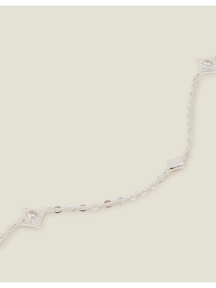 Accessorize Silver Plated Diamond Station Necklace - Image 3 of 3