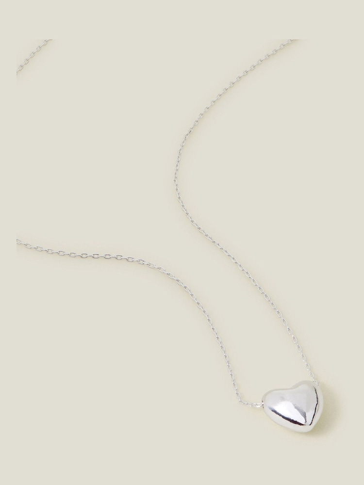 Accessorize Silver Plated Puff Heart Pendant - Image 1 of 3