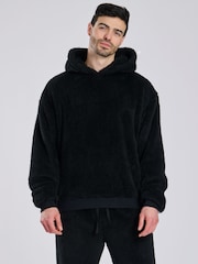 Loungeable Black Sherpa Lounge Hoodie - Image 1 of 6