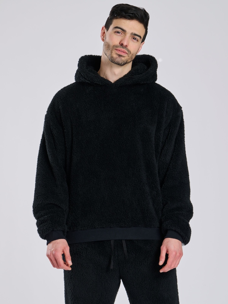 Loungeable Black Sherpa Lounge Hoodie - Image 1 of 6