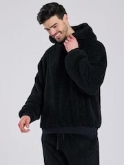 Loungeable Black Sherpa Lounge Hoodie - Image 2 of 6