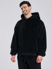 Loungeable Black Sherpa Lounge Hoodie - Image 4 of 6