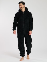 Loungeable Black Mens All-In-One - Image 1 of 5