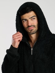 Loungeable Black Mens Sherpa Hooded All-In-One - Image 6 of 6