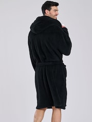 Loungeable Black Sherpa Hooded Dressing Gown - Image 2 of 6